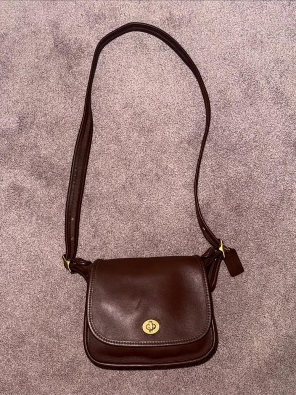 Coach vintage Legacy small flap bag in dark brown leather with gold hardware